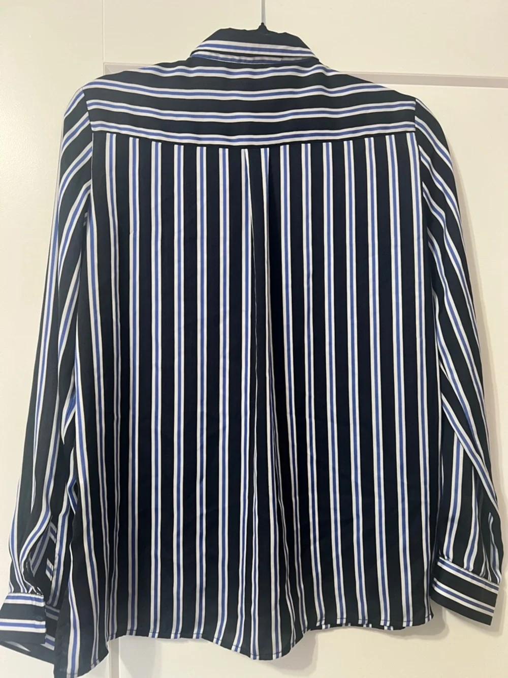 Milano Black, White and Blue Vertical Stripe Shirt - Picture 6 of 6